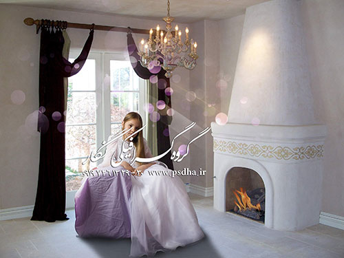 بک گراند عکس کودک با شومینه