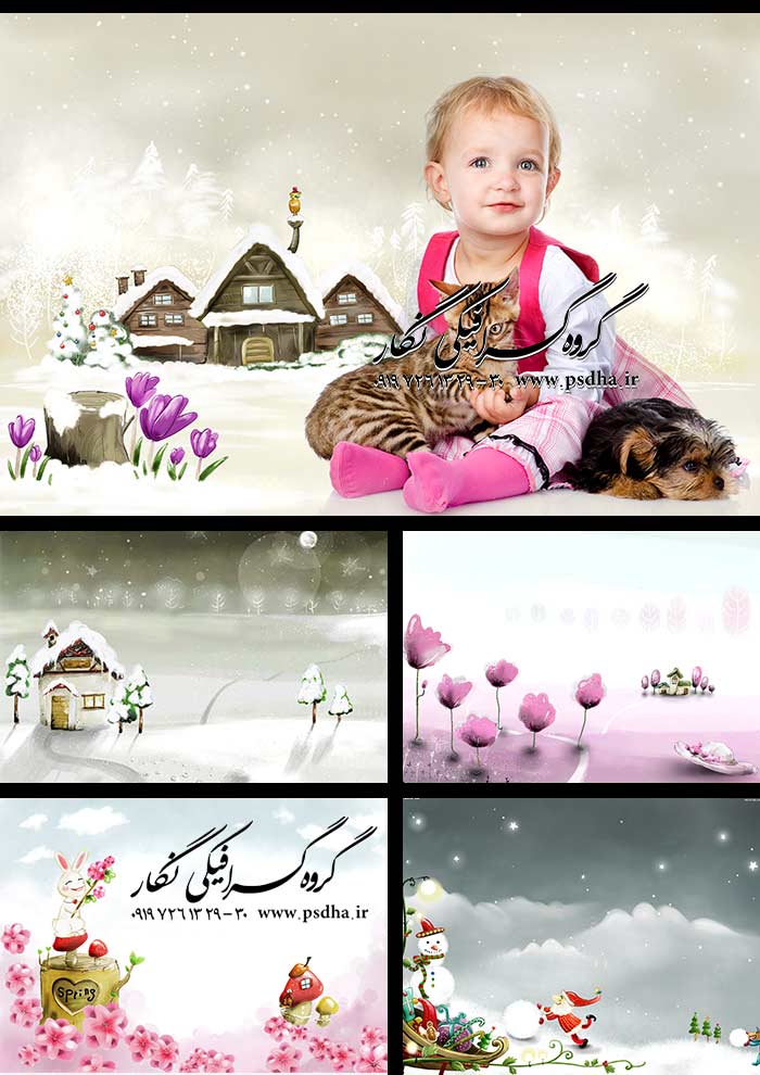 دانلود رایگان بکگراند کودک با موضوع زمستان و برف