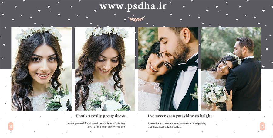 فون آماده برای چینش عکس آلبوم عروس psd