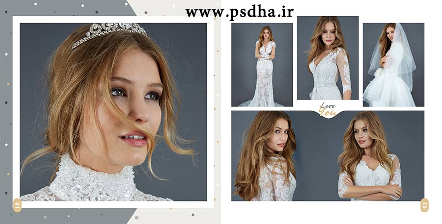 فون آماده برای چینش عکس آلبوم عروس psd
