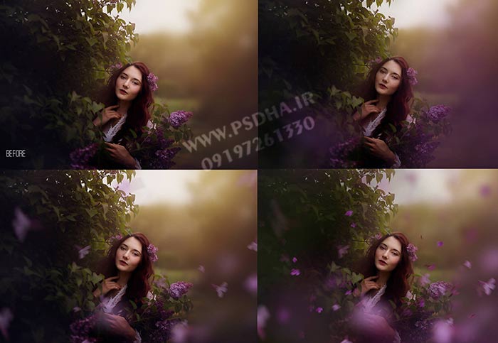 افکت گل های بنفش روی عکس