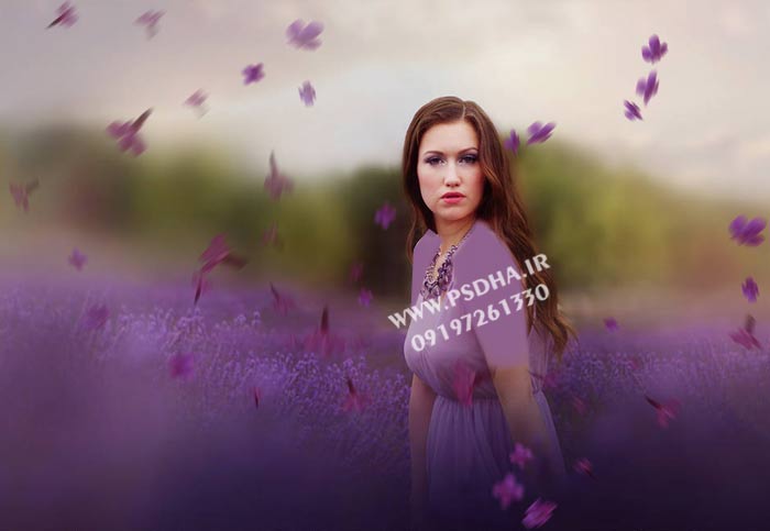 افکت گل های بنفش روی عکس