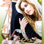 فون عروس و داماد با فریم گل های لیلیوم 