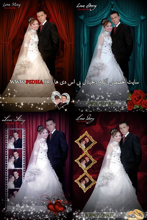 بک گراند لایه باز عکس عروس و داماد
