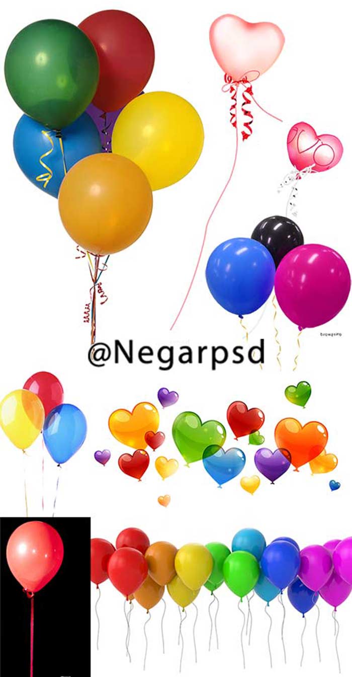 دانلود عکس بادکنک png دوربر شده برای طراحی