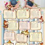 دانلود تقویم شمسی ۱۳۹۶ کودک بصورت psd با طرح میمون