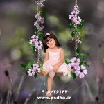 بک گراند آتلیه کودک دکور تاب با کیفیت عالی برای طراحی عکس کودک