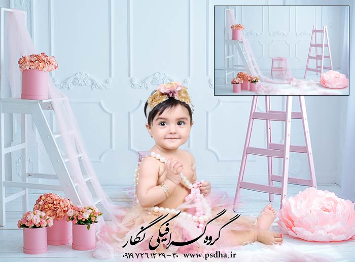 بکگراند دکور آتلیه عکس کودک و نوزاد
