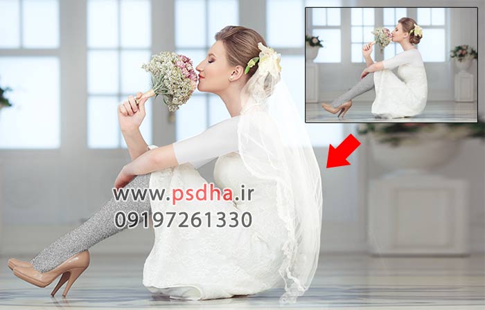 دنباله تور عروس برای طراحی عکس عروس کد3737