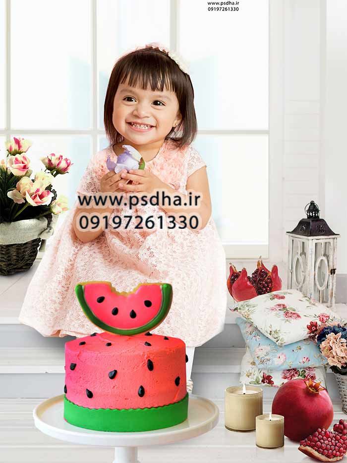 دانلود بک گراند عکس یلدا با کیک هندوانه