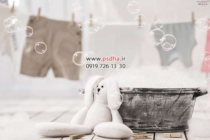 بک دراپ نوزادی تخت و حلقه گل