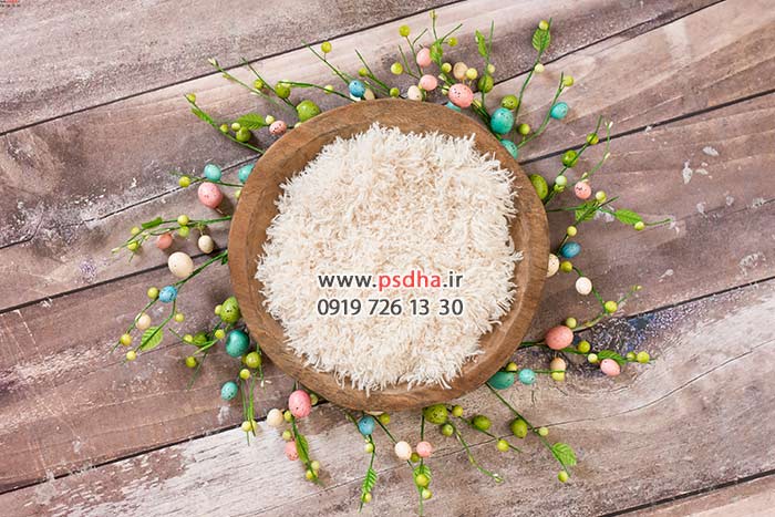 بک دراپ نوزادی تخت و حلقه گل