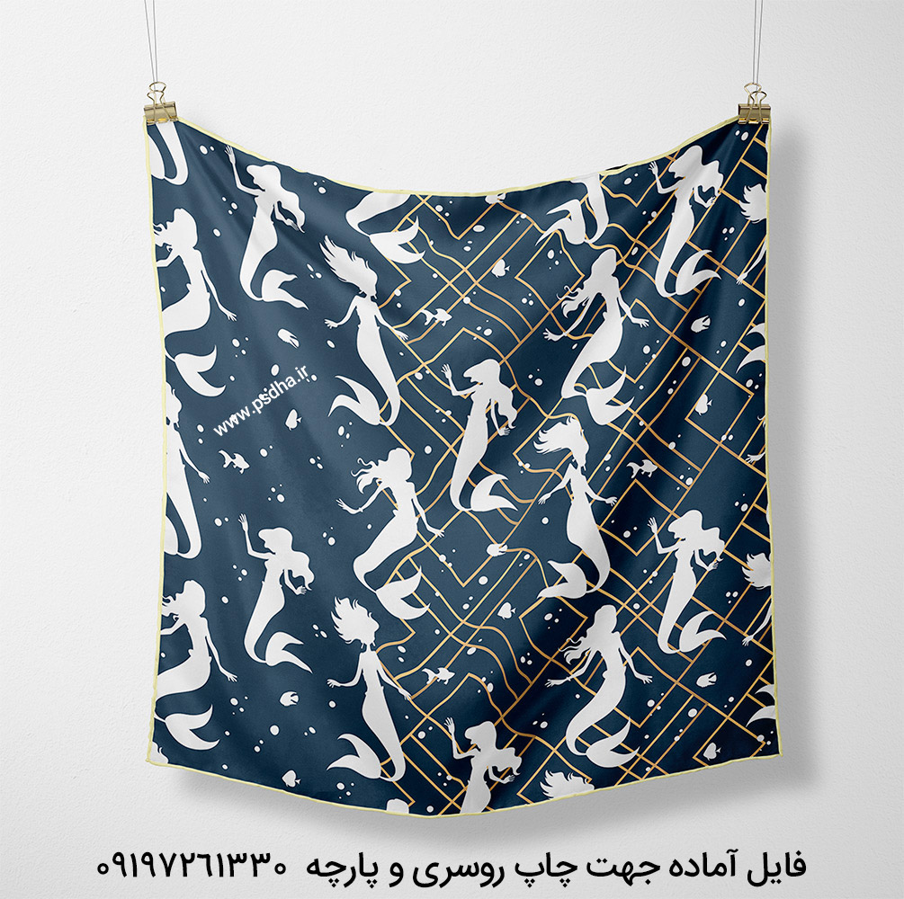 طرح روسری زمینه سورمه ای