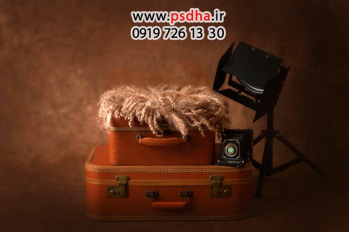 زمینه عکس چمدان و استودیو برای عکس