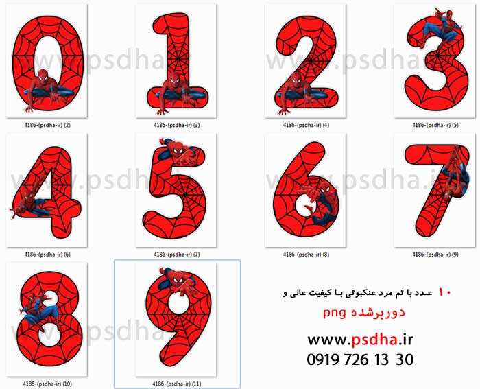 دانلود عدد برای فتوشاپ با تم مرد عنکبوتی