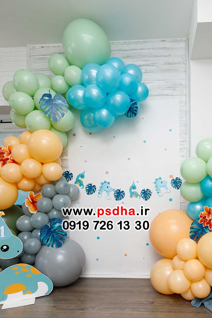 بک دراپ بادکنک آرایی جهت طراحی عکس تولد