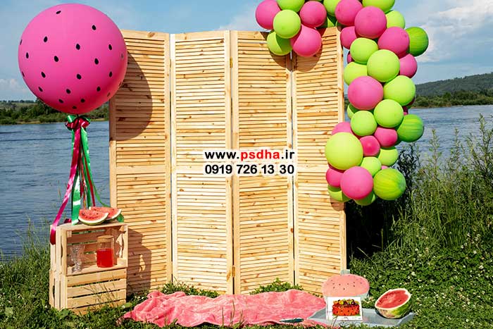 بک دراپ بادکنک آرایی جهت طراحی عکس تولد