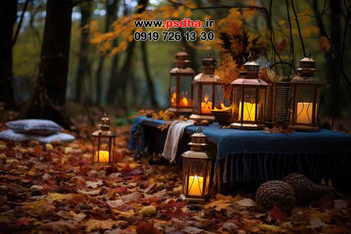 پس زمینه های پاییزی زیبا ، هالوین و طبیعت رنگارنگ پاییز