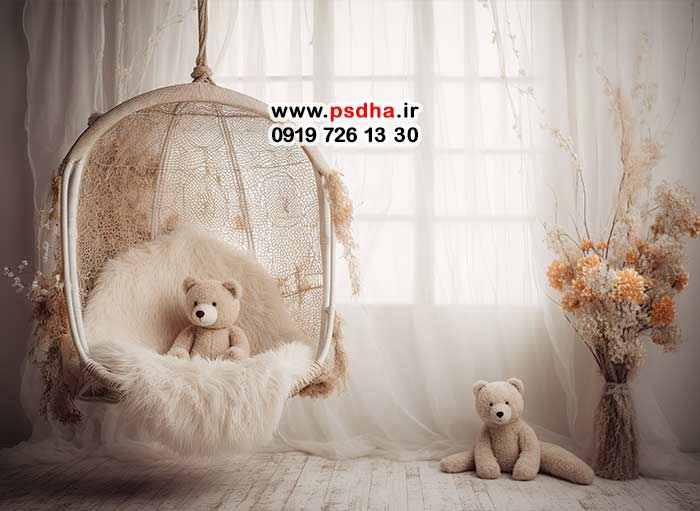 بکگراند کودک با تم تولد ، تدی ، بادکنک