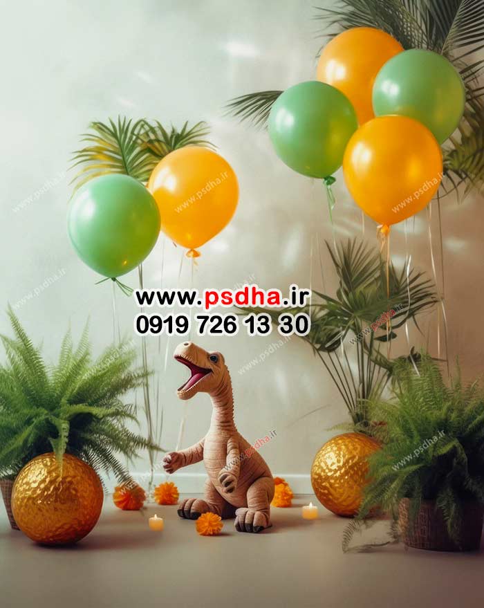 بکگراند کودک با تم تولد ، تدی ، بادکنک