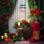 بک گراند یلدا با دکور واقعی و پرده های سبز کد 4562