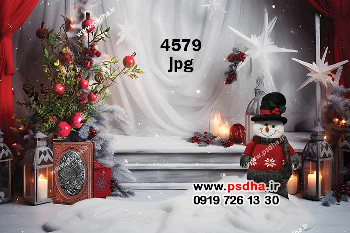 بکگراند یلدا با دکور آدم برفی