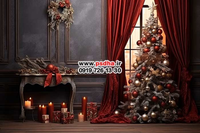 بکگراند کریسمس با دکور تیره 