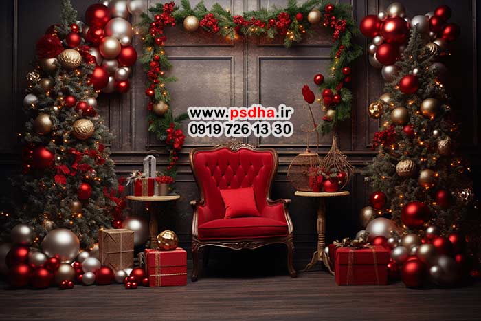 بکگراند کریسمس با دکور تیره 