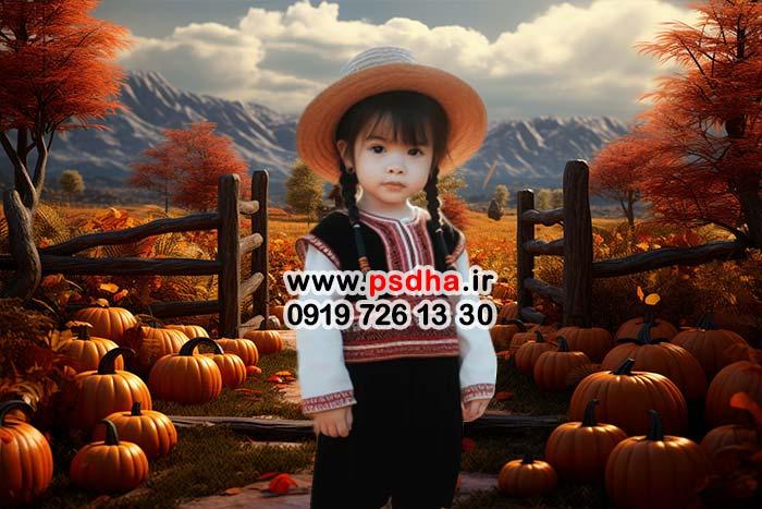 بکگراند پاییزی با دکور کدو