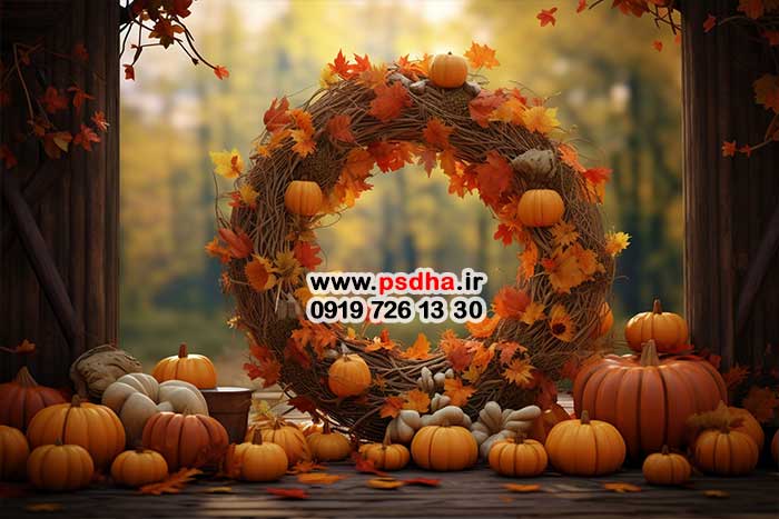 بکگراند پاییزی با دکور کدو