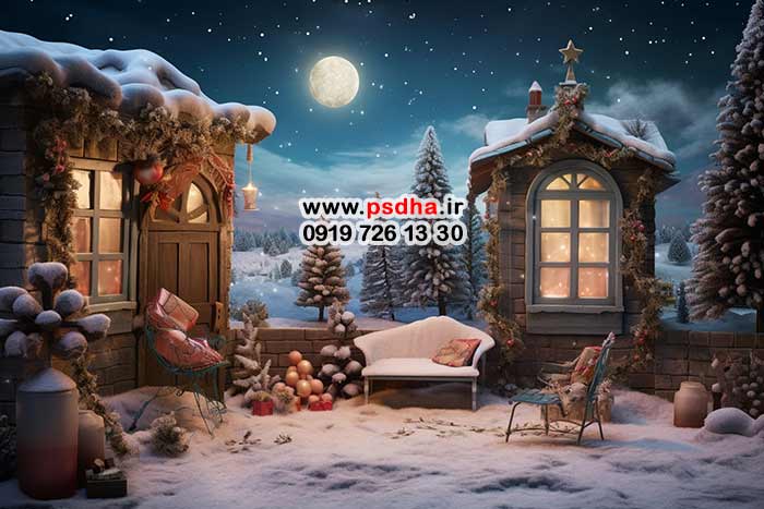 بک گراند کریسمس با دکورهای زیبا