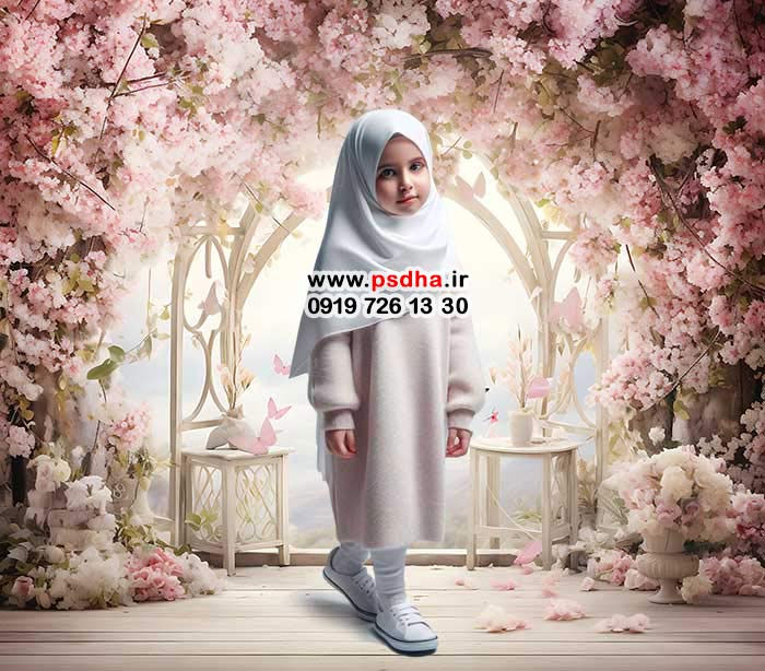 دانلود بک گراند روشن با دکور گل آرایی و عمارت