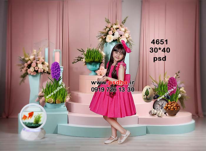 دکور نوروز با هفت سین و گل آرایی و سبزه کد 4651 دکور نوروز با هفت سین و گل آرایی و سبزه