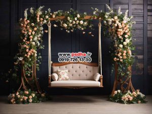 بکگراند بهار با دکور تاپ و باغ پر از گل