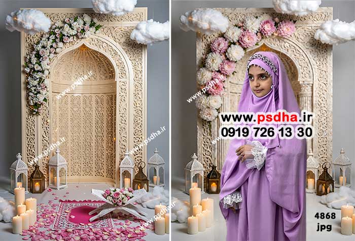 بکگراند جشن عبادت با دکور محراب